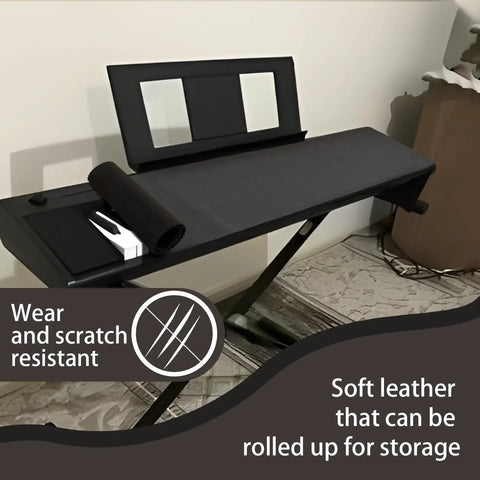 Waterproof Stretchy Keyboard Piano Cover rolled on a digital piano, fits 61-88 keys, showing wear-resistant and soft material.