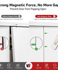 Comparison image of cabinet door with and without magnetic plate from No Drill Magnetic Cabinet Door Catches For A Clean Look 12 Pack Ultra Thin Invisible Magnets Low Profile 0.8 By 1.6 Inches Sleek Silver Finish Easy Self Adhesive Closure For Doors And Drawers.