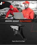 Front Right Engine Motor Mount For Toyota Corolla Prius AWD E Plus Hybrid Models 2016 2022 shown in professional workshop setting.