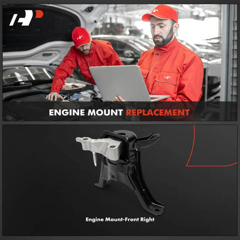 Front Right Engine Motor Mount For Toyota Corolla Prius AWD E Plus Hybrid Models 2016 2022 shown in professional workshop setting.