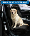 Waterproof Towel Car Seat Cover Sweat-Wicking Front Seat Protector with dog sitting, showing non-slip design in vehicle