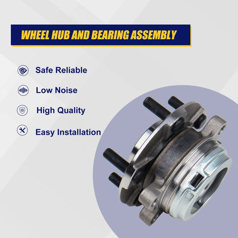 Image of Direct Fit OEM Grade Front Wheel Bearing And Hub Assembly 513296 with four bolt flange, ideal for Nissan and Infiniti vehicles.