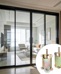 Two Pack Sliding Mirror Closet Door Rollers Replacement next to glass doors in a contemporary living room setting.