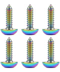 Six Titanium M5 X 17mm Self Tapping Screw With Ball Button Head For Motorcycles Rainbow Finish