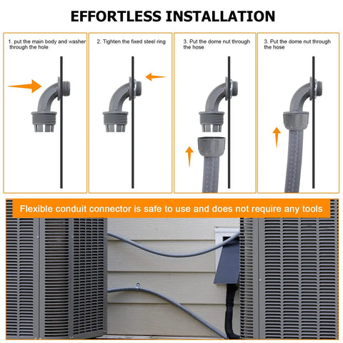 Flexible 1 Inch Liquid Tight Electrical Conduit Kit 50 Foot Non Metallic PVC With 5 Straight And 3 Angled Fittings Corrosion Resistant Indoor Outdoor Wiring Conduit For Safe Quick Install