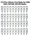 Concrete Collated Nails For Hilti GX3 GX100 GX120 Tools 25 mm 500 Count Gas Driven Masonry Pins For Construction And Renovation Projects No Fuss Install Heavy Duty Strength And Reliability