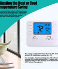 5-1-1 Day Programmable Thermostat For Home Heating And Cooling With 1 Heat 1 Cool Conventional Single Stage Systems, Easy Install, Energy Saving Digital Thermostat For Busy Households, displaying temperature settings on a digital screen.