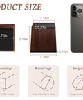 Solid Wood Bed Risers Set Of Four shown with dimensions and examples for square, round, and irregular leg types.