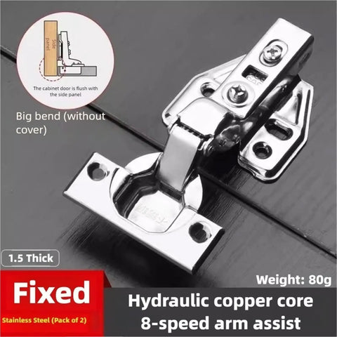 2 Pcs Cold Rolled Steel Hydraulic Cabinet Door Hinges With Soft Close Damper Buffer Heavy Duty Furniture Hardware