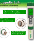 5-In-1 Digital Water Testing Meter For Hydroponics, Aquarium, Pool And Drinking Water with high-contrast display and glass probe