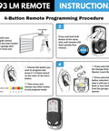 Two Pack Universal Garage Door Remote Keychain For 893LM 893Max 1993 To Present showing 4-button programming instructions