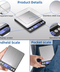 Pro Grade Jewelry Scale 500G By 0.01G Digital Gold Scale with LCD screen, stainless steel platform, and transparent trays.