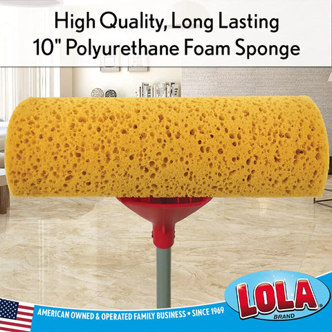 Pro Grade Scrubber Roller Mop Head Refill With Dual Bristle Cores And Dense Foam, 10 inch polyurethane foam sponge for tough dirt.