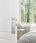 16 Inch Stainless Steel Door Handle Pull And Push Plate Kit With Screws Heavy Duty Gate Handle Bar For Home Office Warehouse Public Fits Wooden Or Composite Doors Brushed Silver on white door