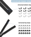Ultimate Zipper Repair Kit 48 Pcs With Universal Sliders And Stops For Jackets Coats Bags And Boots shown with zipper stops