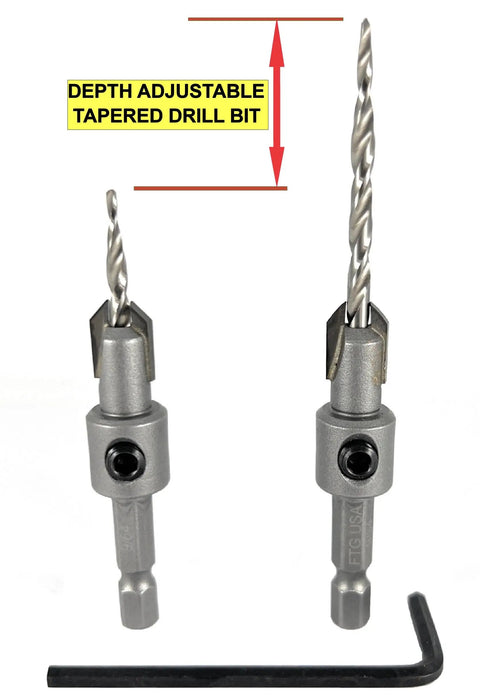 High Performance Tungsten Carbide Tipped Wood Countersink Bit For Number Six Screws, depth adjustable tapered drill bits.