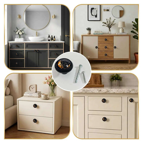 4 Pack Halloween Black Cat And Crescent Moon Acrylic Round Cabinet Knobs Pulls For Drawers And Dressers in home settings