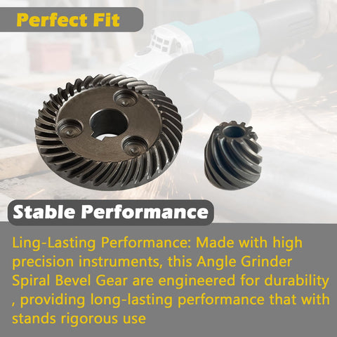 Spiral Bevel Gear Kit For Angle Grinder Replacement Part, Beefed-Up Heavy Duty Carbon Steel, Fits 9553NB 9554NB 9555NB 9557NB 9557PB 9558PB 9553HN 9555HN, Includes 227506-5 227471-8 And Replacement 227542-1 227541-3