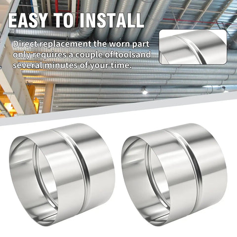 4 Inch Galvanized Steel Duct Connector Set Round Vent Extension For HVAC Dryer Vent Exhaust Fan Metal Hose Coupling Easy Install Heavy Duty Metal Vent Coupler 2 Pack, 2 connectors