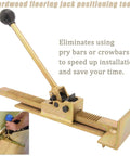 Flooring Jack For Hardwood Floors Pro Grade Positioning Tool DIY Friendly For Installing Straightening Laminate Wood Tile Floors Heavy Duty Steel Build Easy On Surfaces, golden steel tool with leverage handle and floor alignment base.
