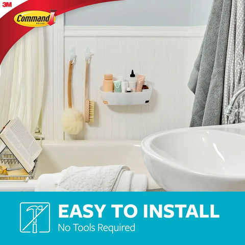 Damage Free Bathroom Organization Five Piece Set With Shower Caddy Soap Dish Toothbrush Holder And Two Water Resistant Strips No Tools Needed Easy Adhesive Mount For A Clean Clutter Free Shower And Sink Area in bathtub