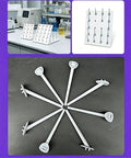 Heavy Duty Lab Glassware Drying Rack With Detachable Drip Rod, featuring white detachable pegs for secure drying in labs.