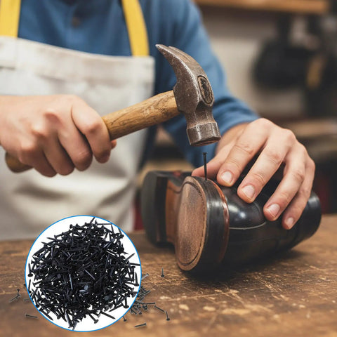 Heavy Steel Upholstery Carpet Tacks Bulk For Furniture Repair And Woodworking Knockout Durability With Blued Rust Resistant Finish Perfect For Stair Runners And Boot Sole Repair Solid As Rock used for boot sole repair.