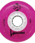 Glitter Pink LED Inline Skate Wheels 72mm 85A 4 Pack With Glow In The Dark Feature For Night Rides And Eye Catching Light Up Fun