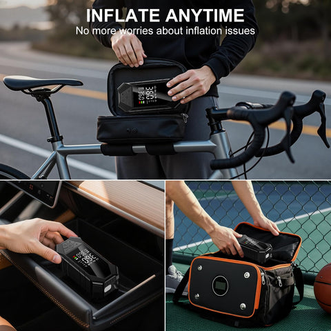 Cordless Tire Inflator Portable Air Pump with LED Light and Smart Digital Gauge, 150 Psi Fast Inflation for bikes