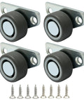Dijedev 1.25 Inch Small Side Mount Caster Wheels Set of 4 with metal plates and screws for installation.