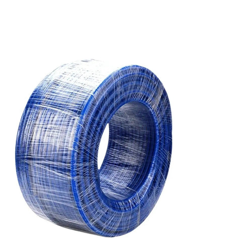 Pro Grade PU Pneumatic Hose Featuring Heavy Duty Fiber Reinforced Line Built For High Pressure Air Compressor Workflows Runs Thirty Meters Of Bulletproof Tubing Sized At PU Ten By Point Six Five Solid Stuff For Shop Rigs And Tradesmen Builds, wrapped 30-meter coil in blue fiber-reinforced material.