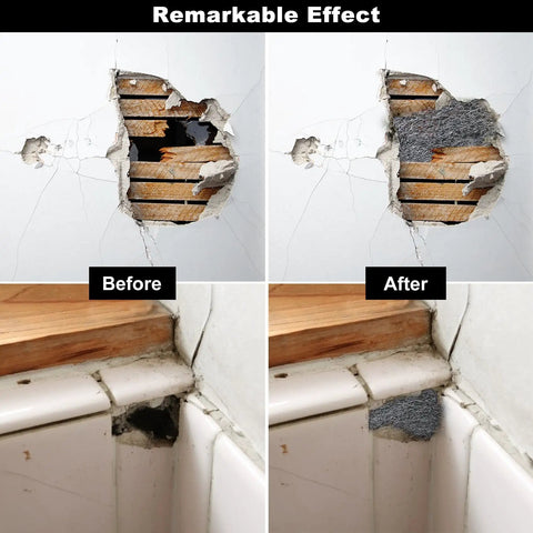 Before and after using 2 Pack Steel Wool Mice And Rodent Control Kit With Thick Steel Wool Pads For Holes And Gaps, DIY Fill Fabric