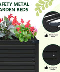 Two Pack Galvanized Raised Garden Beds 8x2x1 Ft Steel Planter Boxes For Vegetables Backyard Patio Easy To Assemble Outdoor Garden Kit In Black Built To Last with safety features shown.