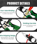 Close-up of Heavy Duty 8-in-1 Wire Stripper Pliers With Built-In Voltage Tester showing four-hole winding and wire stripping design.
