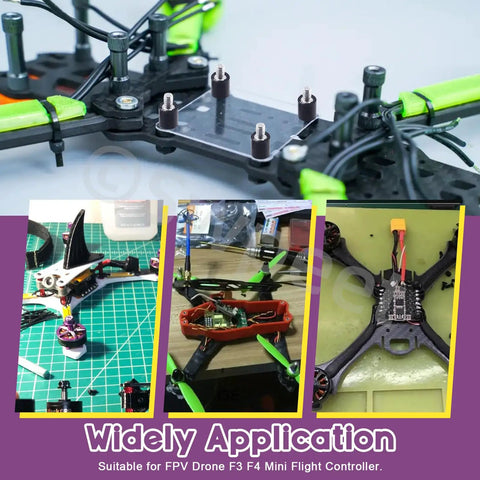 24Pcs M2 M3 Rubber Flight Controller Anti Vibration Kit With Fixed Screws Damper Balls Washers O Rings Spacers Standoffs Soft Mounts And Hardware For Vibe Dampers And A Smoother Quieter Flight Controller installed on a drone.