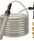 Bucket Free Aquarium Water Change Kit With Metal Faucet Connector and Long 25 Ft Hose Auto Siphon Gravel Cleaner coiled view