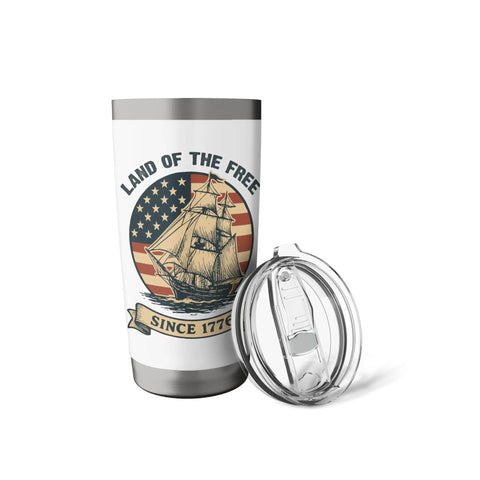 Patriotic Stainless Steel Insulated Tumbler With Retro US Flag Sailboat Design Keeps Drinks Cold Or Hot Red White Blue Independence Day