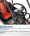 Beefed Up 300mm Steering Wheel Steel Kit With 320mm Rack And Pinion Adjustable Shaft Replacement installed in a go-kart cockpit.