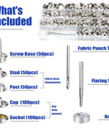 All In One Marine Grade Canvas Snap Kit For Boat Repair With 353 Pieces, Stainless Steel Caps Sockets Posts Studs And Screws included