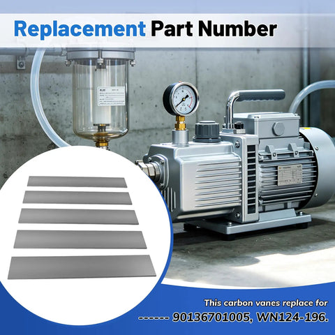 5 Pack Carbon Vane Replacement Kit For Becker Pumps DTLF VTLF DVTLF And TLF Series Model 90136701005 WN124-196 displayed with pump