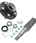 Trailer Hub Spindle Kit For 5 Bolt 4.5 Inch Bolt Circle On 3500 Lb Axles With 1 3 8 Inch To 1 1 16 Inch Tapered Spindles