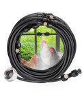 Effortless Chicken Coop Misting System For Cooling With Leak Resistant Hose Kit And No Sweat Setup 26 Feet Line shown with chickens