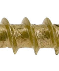 Side view of Beefed Up Exterior Wood Screws 8 By 1 And A Quarter Inch Deck Screws For Outdoor Projects Bronze Finish With Self Starting Tip and T25 Bit Included.