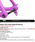 Beefy 12mm Thru Axle displayed with pink bike frame for front and rear hubs, black CNC-machined axle, M12x1.5 thread pitch focus.
