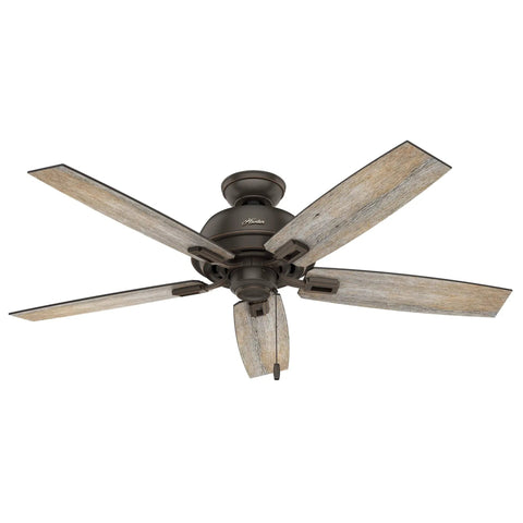 Donegan Onyx Bengal Ceiling Fan With LED Light Kit And Pull Chain, 52 Inch, wood finish blades, indoor energy-saving