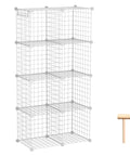 Eight Cube Wire Storage Organizer Kit With Metal Grid Shelving, Eight Cube Modular Unit for organizing books and bins.