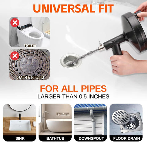 Drain Snake 25 Ft Heavy Duty Flexible Drain Auger Hair Clog Remover For Bathroom Kitchen Sink Shower Tub Pipe Easy To Use Flexible Cleaning Tool For Quick Unclogging