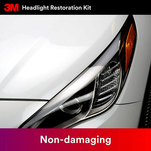 Close-up of car headlight after using Two Pack Headlight Lens Restoration Kit Medium Duty No Tools Required Restores Cloudy Yellowed