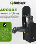 Large Barcode Scanner Holster Made From Ballistic Nylon For Pistol Grip Mobile Computers With Belt Clip Belt Loop And Shoulder Strap Fits Zebra MC9500 9300 9200 9100 And Other Large Scanners For Easy On The Job Access in black