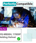 Welder using Replacement Lens Kit For LYG M800H And 17800F Welding Helmets, sparks flying, workshop setting.